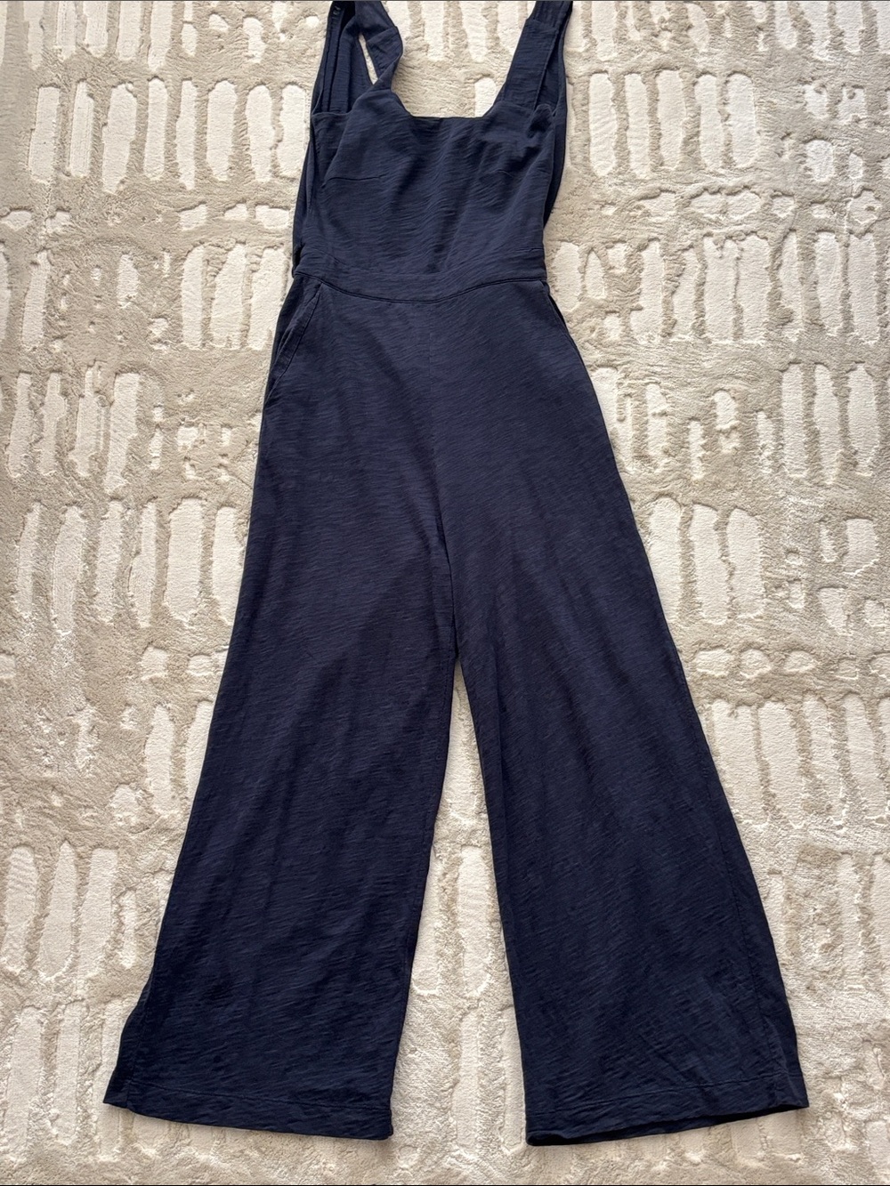 Navy Linen Wide-Leg Jumpsuit